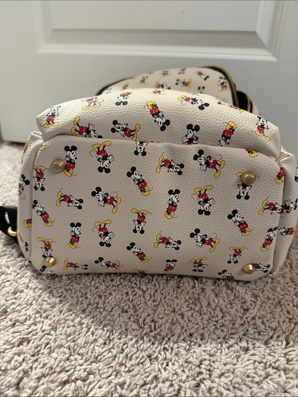 Freshly Picked Beige Mini Backpack with AOP Mickey Print